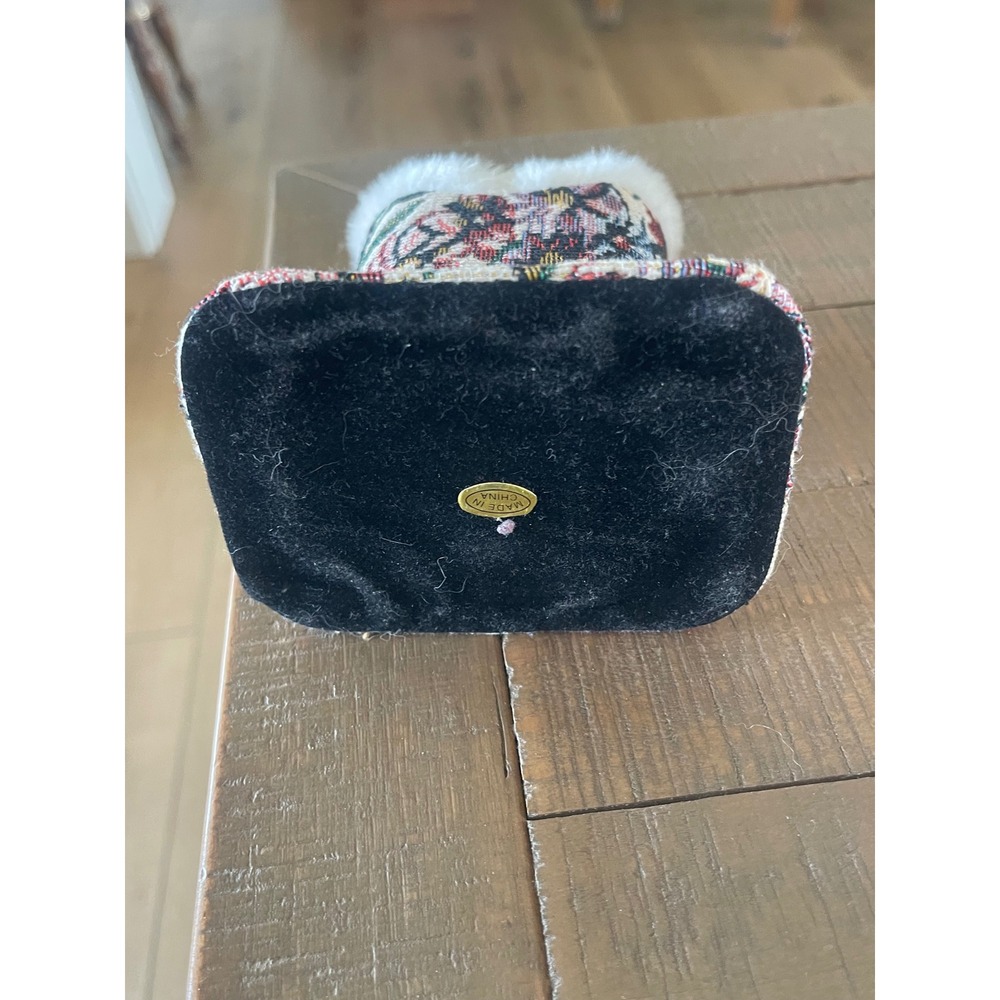 Floral Tapestry Eyeglass Holder Stand Faux Fur Lined Padded Glasses Case Vintage - Picture 4 of 8